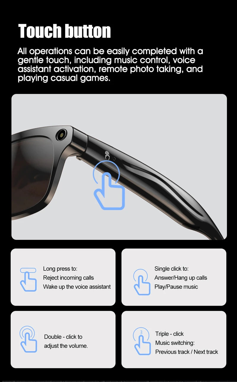 Gafas fotocromáticas inteligentes 4K con IA, cámara multifunción, Bluetooth, llamadas, asistente de voz, reproductor de música, traductor, gafas para Xiaomi