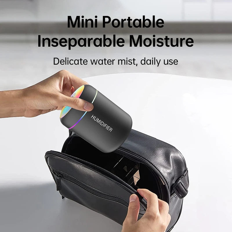 Mini humidificador USB de 180 ml con difusor de aromas y luces LED