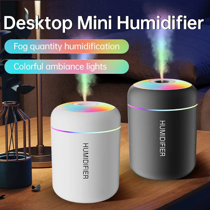Mini humidificador USB de 180 ml con difusor de aromas y luces LED