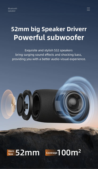 ZEALOT-S32 Mini altavoz portátil Bluetooth HIFI Subwoofer Altavoz inalámbrico con columna de radio FM Compatible con TF, TWS, USB