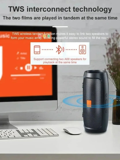 Altavoz Bluetooth Dushoo con transmisión de voz FM, subwoofer portátil, altavoz inalámbrico, altavoz dual estéreo para exteriores, reproducción TFUSB