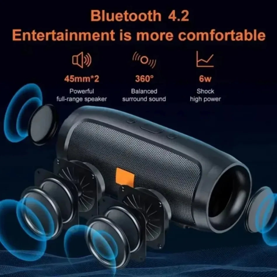 Altavoz Bluetooth Dushoo con transmisión de voz FM, subwoofer portátil, altavoz inalámbrico, altavoz dual estéreo para exteriores, reproducción TFUSB