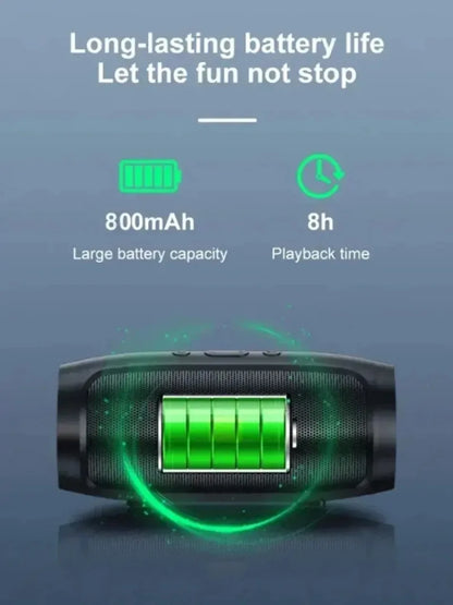 Altavoz Bluetooth Dushoo con transmisión de voz FM, subwoofer portátil, altavoz inalámbrico, altavoz dual estéreo para exteriores, reproducción TFUSB