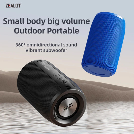 ZEALOT-S32 Mini altavoz portátil Bluetooth HIFI Subwoofer Altavoz inalámbrico con columna de radio FM Compatible con TF, TWS, USB