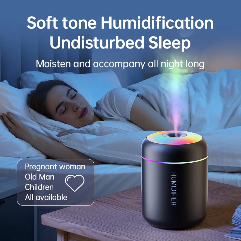 Mini humidificador USB de 180 ml con difusor de aromas y luces LED