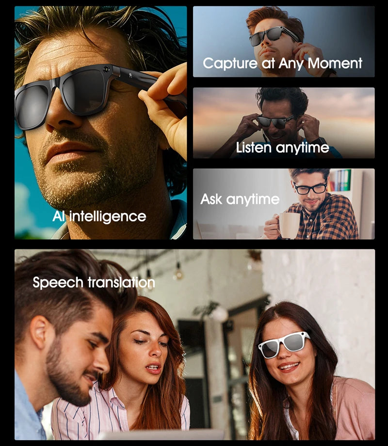 Gafas fotocromáticas inteligentes 4K con IA, cámara multifunción, Bluetooth, llamadas, asistente de voz, reproductor de música, traductor, gafas para Xiaomi