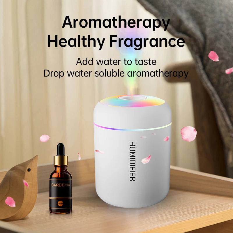 Mini humidificador USB de 180 ml con difusor de aromas y luces LED