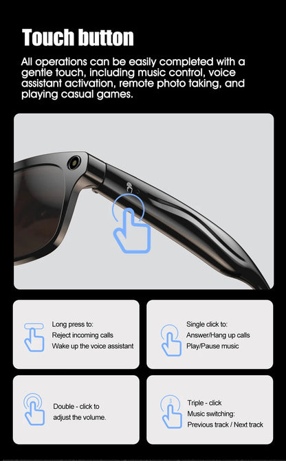 Gafas fotocromáticas inteligentes 4K con IA, cámara multifunción, Bluetooth, llamadas, asistente de voz, reproductor de música, traductor, gafas para Xiaomi