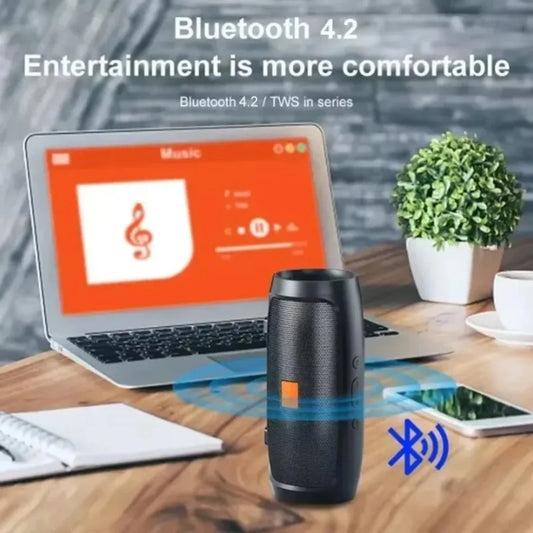 Altavoz Bluetooth Dushoo con transmisión de voz FM, subwoofer portátil, altavoz inalámbrico, altavoz dual estéreo para exteriores, reproducción TFUSB