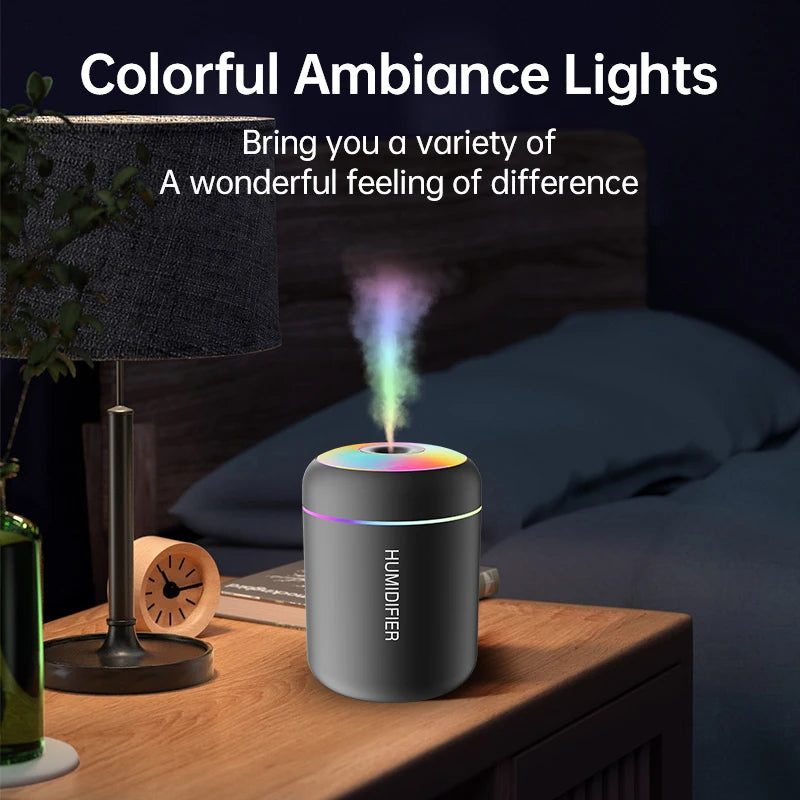 Mini humidificador USB de 180 ml con difusor de aromas y luces LED