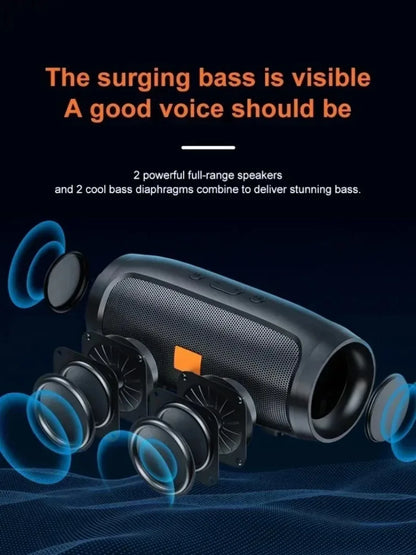 Altavoz Bluetooth Dushoo con transmisión de voz FM, subwoofer portátil, altavoz inalámbrico, altavoz dual estéreo para exteriores, reproducción TFUSB